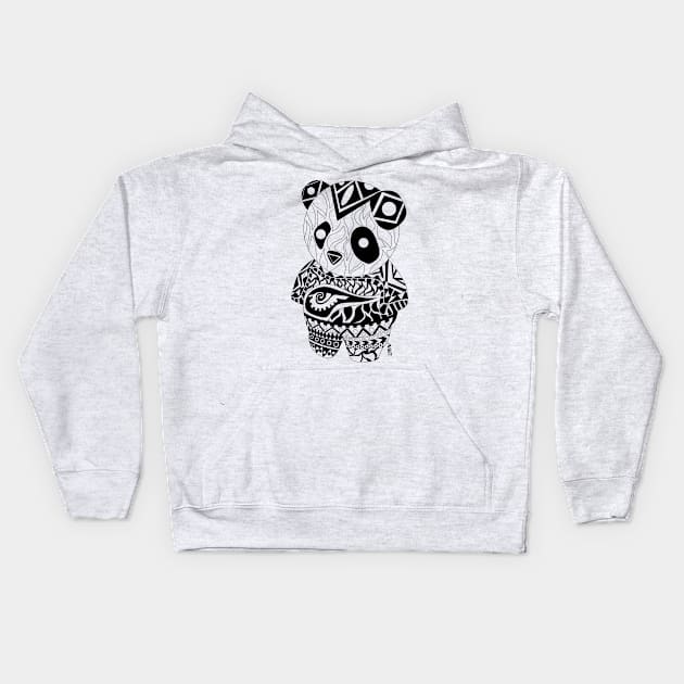 kawaii mister panda ecopop in mexican totonac patterns art Kids Hoodie by jorge_lebeau